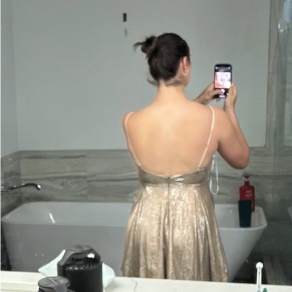 Lookout Weekend Sparkly Gold Skater Dress - Picture 12 of 12